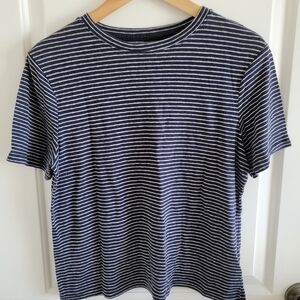 A New Day Blue/White Linen Blend T-shirt Size Small